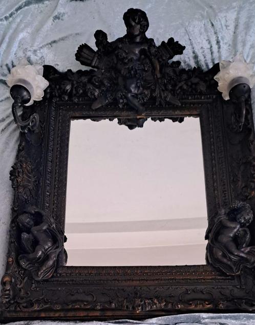 oude zwarte grote engelen spiegel Franse louis xvI stijl, Antiquités & Art, Antiquités | Miroirs, 50 à 100 cm, Moins de 100 cm