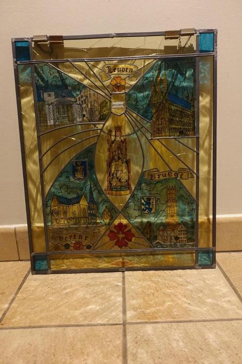 glas in lood: Tijl en Nele / Brugge - Leuven - Herent, Doe-het-zelf en Bouw, Glas en Ramen, Zo goed als nieuw, Glas in lood, Ophalen