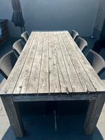 Vol teak tuintafel met 6 stoelen, Tuin en Terras, Ophalen, Gebruikt, Teakhout