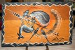 Lot de 6 tableaux sur carreaux de Bois-Vintage-Congo-1950/60, Antiquités & Art, Enlèvement ou Envoi