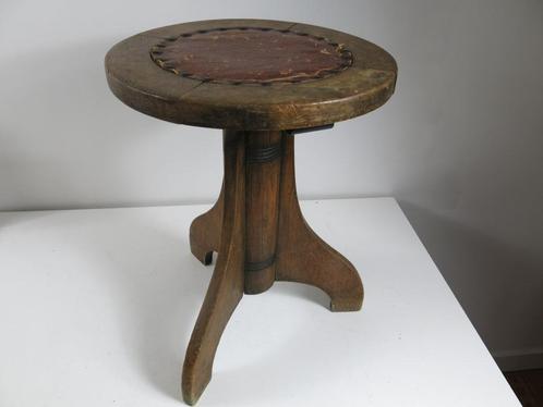 Tabouret de piano Art Déco en chêne avec assise en cuir vers, Antiquités & Art, Antiquités | Meubles | Chaises & Canapés, Enlèvement ou Envoi