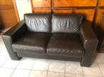 Donkerbruine lederen 2 zit, Ophalen, Minder dan 75 cm, 150 tot 200 cm, Tweepersoons