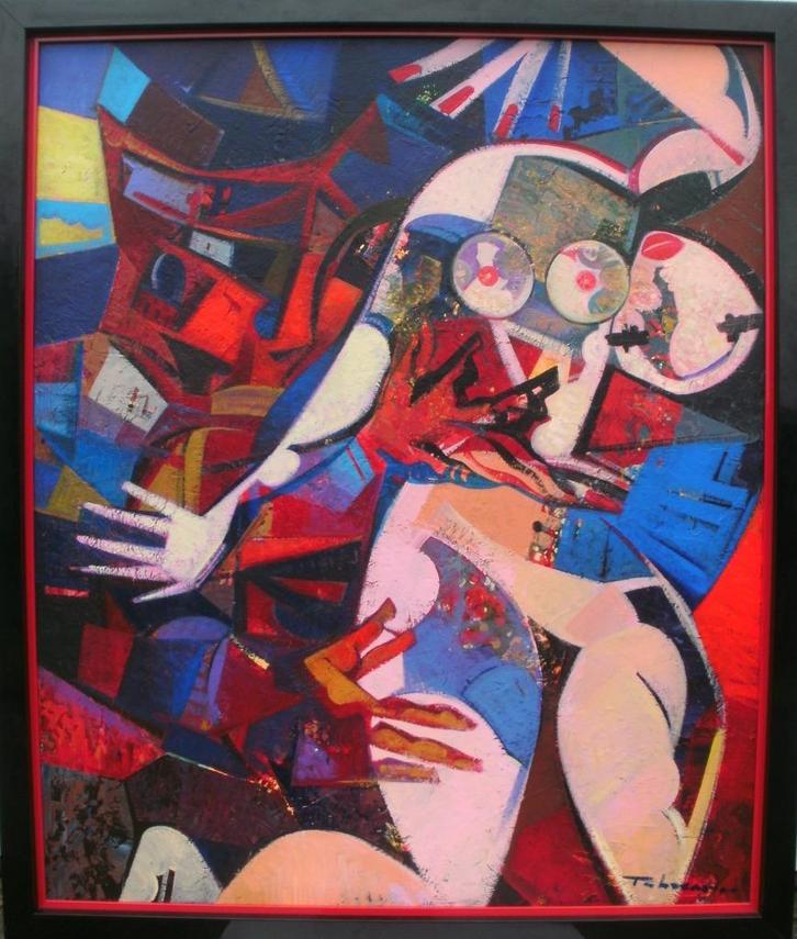 Tcholaria, schilderij acryl, 'You are like a piano', 2015, Antiek en Kunst, Kunst | Schilderijen | Modern, Ophalen