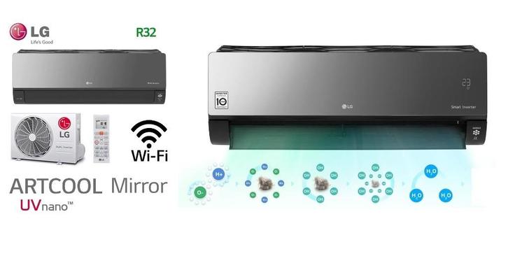 LG ARTCOOL MIRROR SPIEGEL / ZWART WIFI DESIGN 2.5KW - 7KW, Elektronische apparatuur, Airco's, Nieuw, Wandairco, 100 m³ of groter