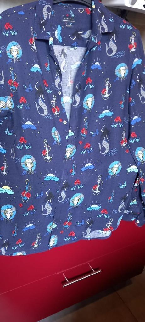 CHEMISE HOMME ZARA MAN, Kleding | Heren, Overhemden, Zo goed als nieuw, Halswijdte 41/42 (L), Blauw, Ophalen of Verzenden
