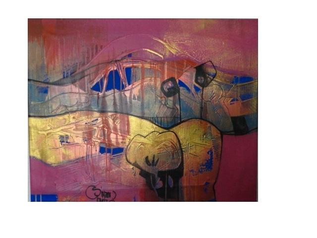 " Un Regalo Parta Ti " Acrylschilderij van Simeon Gonzales, Antiquités & Art, Art | Peinture | Abstraite, Enlèvement ou Envoi