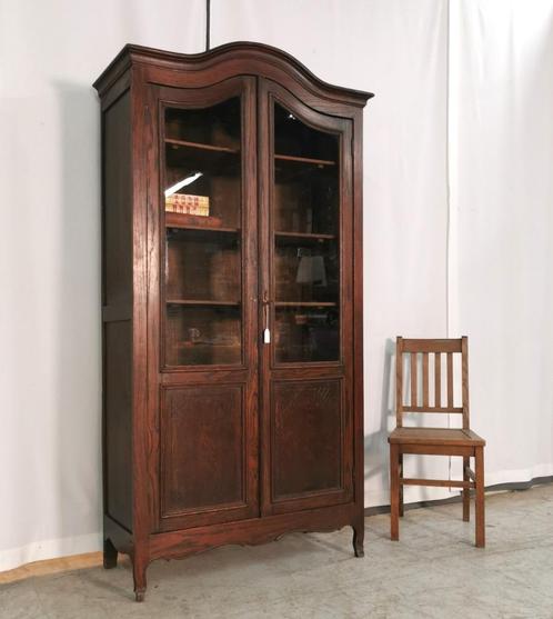 Antieke boekenkast in eik 2-deurs H 200 B 106 D 42, Huis en Inrichting, Kasten | Boekenkasten, Gebruikt, 100 tot 150 cm, 200 cm of meer