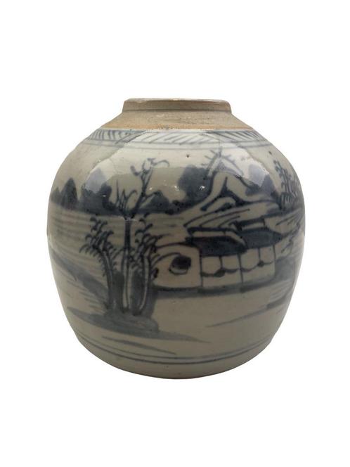 Chinese gemberpot blauw landschapsdecor, Antiek en Kunst, Antiek | Keramiek en Aardewerk, Ophalen of Verzenden