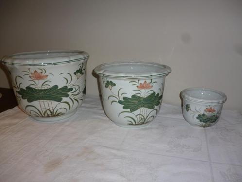 2 beaux pots de fleurs céramique belle décoration cache-pot, Jardin & Terrasse, Pots de fleurs, Utilisé, Enlèvement ou Envoi