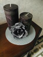 Décoration. Des bougies sur un plateau, Noir, 25 à 50 cm, Autres matériaux, Enlèvement