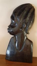 Statuette tête africaine femme de profil en ébène, Enlèvement