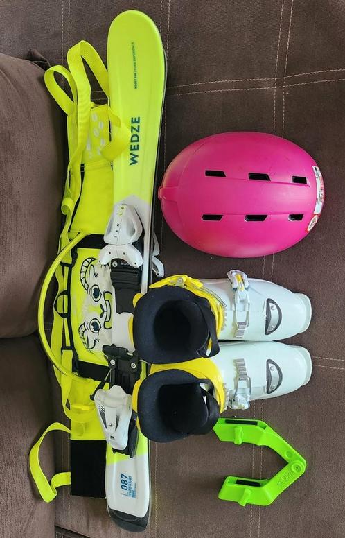 Lot Ski enfant 89 cm + chaussures 26-29 + harnais + casque, Sport en Fitness, Skiën en Langlaufen, Zo goed als nieuw, Ski's, Ski