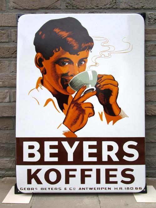 Emaille bord Beyers Koffies, Verzamelen, Merken en Reclamevoorwerpen, Zo goed als nieuw, Reclamebord, Ophalen of Verzenden