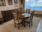 Massief eiken tafel + 8 stoelen, Huis en Inrichting, Tafels | Eettafels, Gebruikt, 100 tot 150 cm, Vijf personen of meer, 150 tot 200 cm