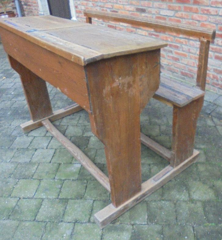 antieke schoolbank, Huis en Inrichting, Bureaus, Gebruikt, Bureau, Ophalen