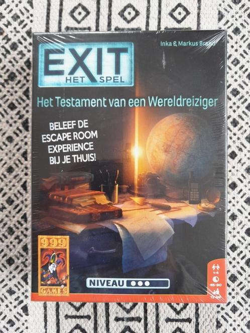 EXIT - Het Testament v/e Wereldreiziger - Escape room spel, Hobby en Vrije tijd, Gezelschapsspellen | Kaartspellen, Nieuw, Een of twee spelers