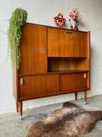 Retro vintage mid-century dressoir,high-board,barkast, Huis en Inrichting, Retro,vintage,mid-century, 100 tot 150 cm, Met deur(en)