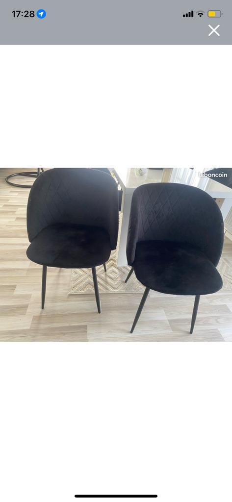 6 chaises velour noir, Huis en Inrichting, Stoelen, Zo goed als nieuw, Vijf, Zes of meer stoelen, Zwart, Ophalen