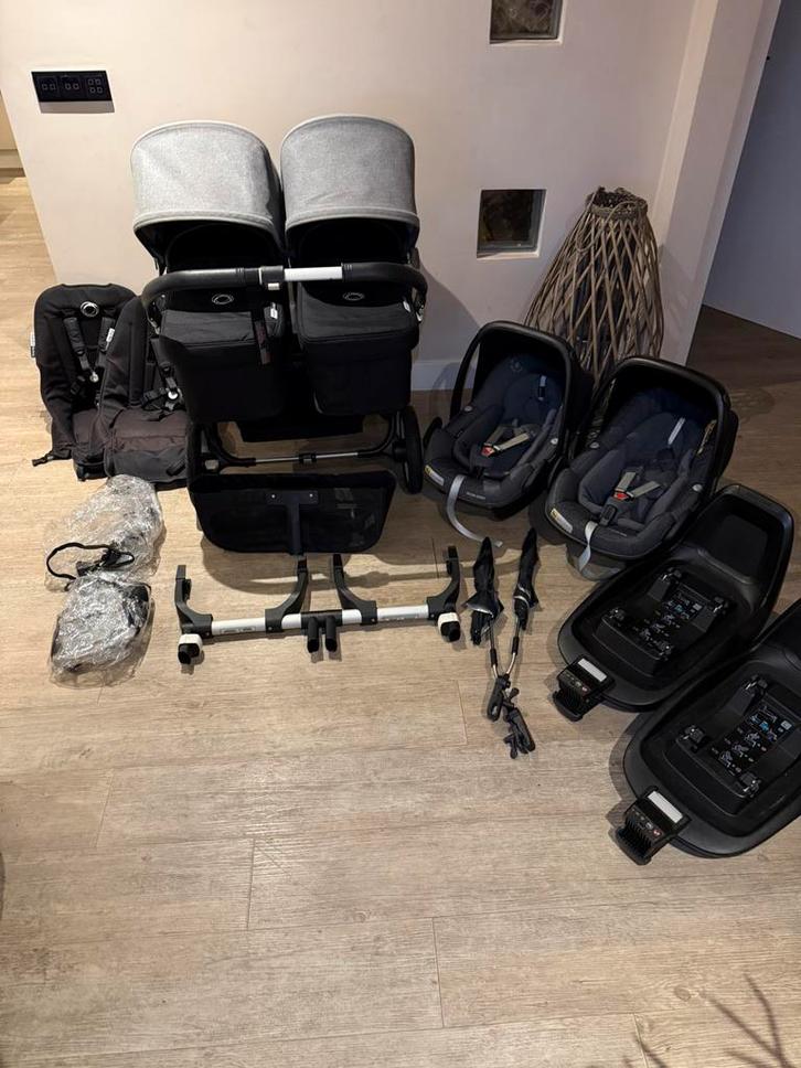 Bugaboo donkey twin kinderwagen met maxi cosi set, Kinderen en Baby's, Kinderwagens en Combinaties, Zo goed als nieuw, Kinderwagen