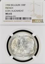 Belgium 100 Francs 1950 Frans FDC MS65, Postzegels en Munten, Verzenden, Zilver, Losse munt, Zilver