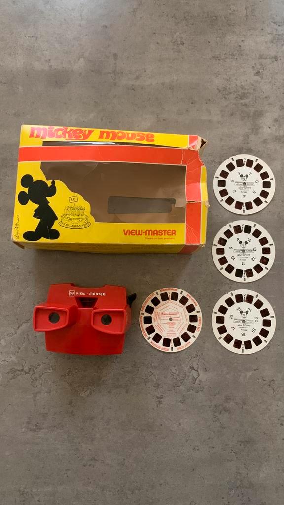 Lot View-Master GAF + 4 disques Disney Mickey + boîte, Collections, Jouets, Utilisé, Enlèvement ou Envoi