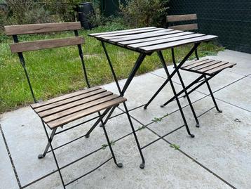 TÄRNÖ Table+2 chaises, extérieur, noir/teinté brun clair beschikbaar voor biedingen