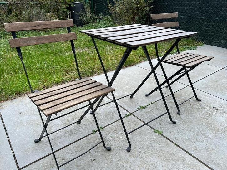 TÄRNÖ Table+2 chaises, extérieur, noir/teinté brun clair, Huis en Inrichting, Overige Huis en Inrichting, Gebruikt, Ophalen