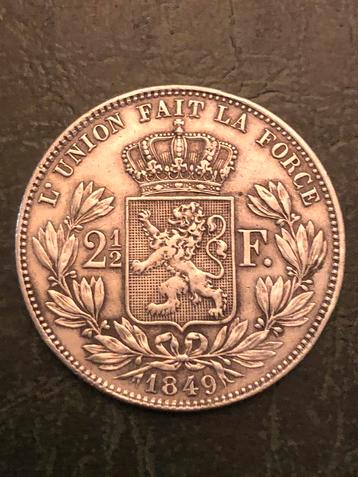 België 2 1/2 frank 1849 Leopold I beschikbaar voor biedingen