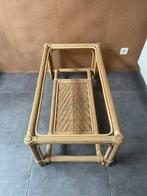 Rotan salontafel met glazen blad, Huis en Inrichting, Tafels | Salontafels, Ophalen, Rechthoekig, Rotan