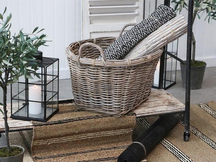 Grote rieten mand 'French' Landelijk, Huis en Inrichting, Woonaccessoires | Schalen en Manden, Nieuw, Mand, Rechthoekig, Riet