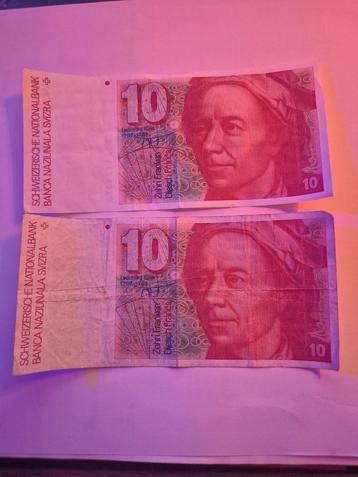 10 Swiss Frans biljet 2x beschikbaar voor biedingen