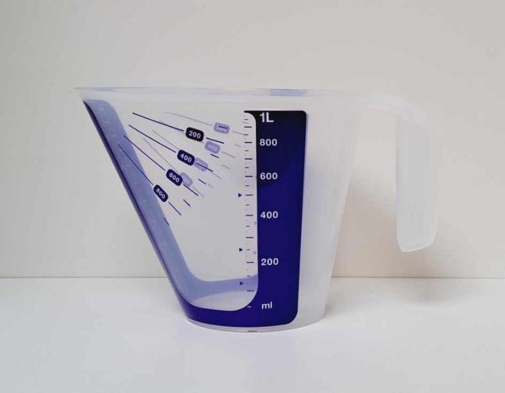 Tupperware™ « Maatbeker » 1 liter - wit en blauw, Huis en Inrichting, Keuken | Tupperware, Nieuw, Bak of Kom, Blauw, Wit, Verzenden
