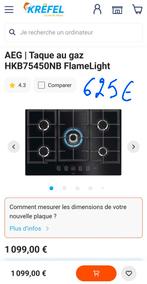 Taque au gaz vitrocéramique Aeg 75cm NEUF EMBALLÉ, Electroménager, Enlèvement