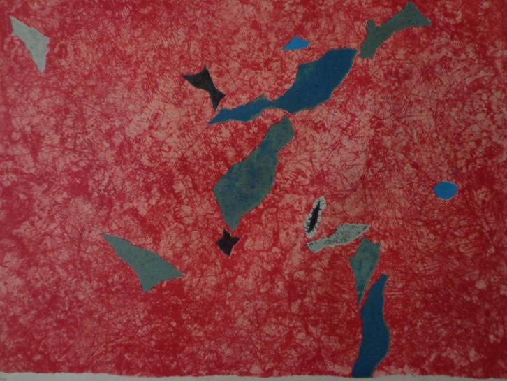 fraaie litho Gustave Singier "Migration solaire" uit 1961, Antiek en Kunst, Kunst | Litho's en Zeefdrukken, Ophalen of Verzenden