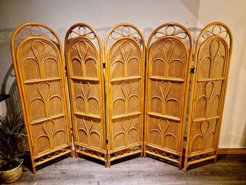 Zeer groot vintage rotanscherm, Huis en Inrichting, Woonaccessoires | Kamerschermen, Ophalen