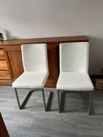 6 lederen moderne  witte stoelen gratis, Ophalen, Zo goed als nieuw