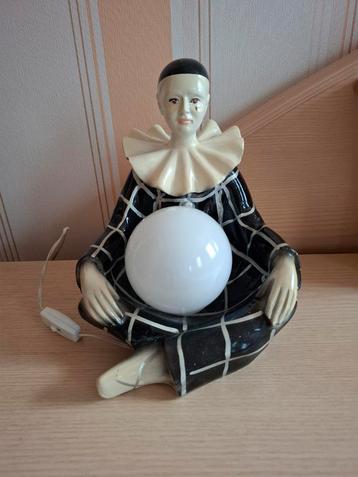 Vintage Keramische nachtlamp, Pierrot. Jaren 80. beschikbaar voor biedingen
