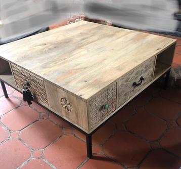 Salontafel mangohout - perfecte staat, Neuf, Moins de 50 cm, Autres essences de bois, Carré