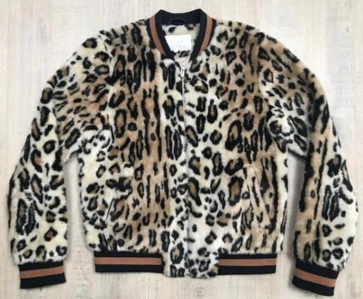 VILA Vifleur faux-fur bomberjacket in bruine leopard maat M, Kleding | Dames, Jassen | Zomer, Zo goed als nieuw, Maat 38/40 (M)