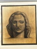 1932 Antoine VRIENS portrait animiste tête pastel fusain, Enlèvement ou Envoi