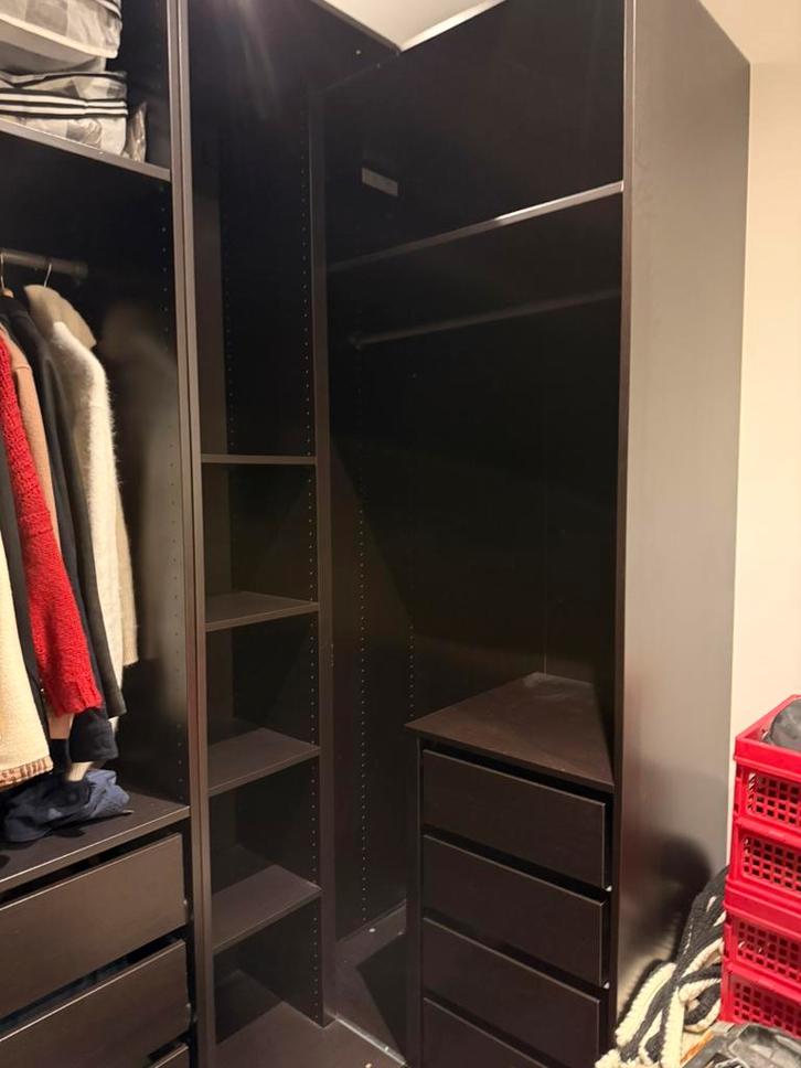 Pax dressing d’angle avec meuble tiroir, Huis en Inrichting, Kasten | Kleerkasten, Gebruikt, 200 cm of meer, 100 tot 150 cm, 50 tot 75 cm