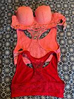 2 bh topjes en 1 bh roze/koraal en rood maat 75D, Kleding | Dames, Ondergoed en Lingerie, Ophalen of Verzenden, Rood, BH