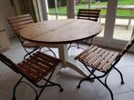 Eettafel met verlengstuk en 4 stoelen, Huis en Inrichting, Gebruikt