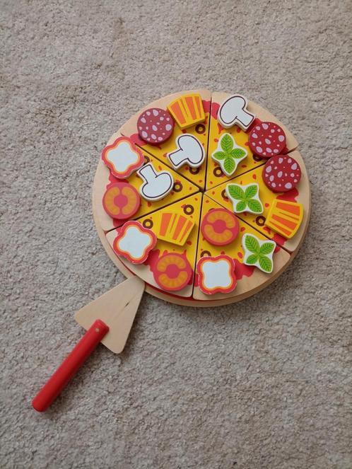 Houten pizza op bord, Kinderen en Baby's, Speelgoed | Houten speelgoed, Zo goed als nieuw, Ophalen