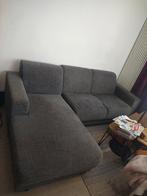 Gratis gebruikte stoffen grijze driezit zetel chaise longue, Huis en Inrichting, Ophalen, Gebruikt, Driepersoons, Kunststof