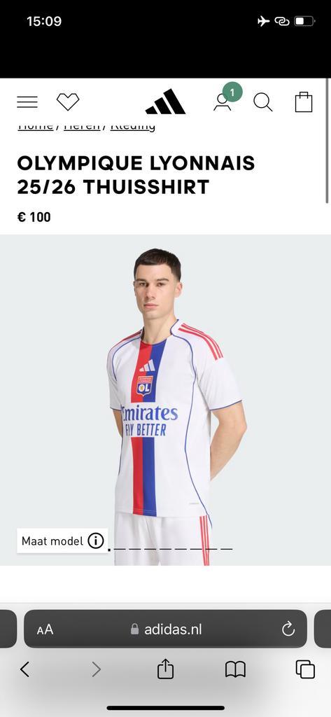 Olympique Lyon 2025/2026 thuisshirt Ligue 1, Sport en Fitness, Voetbal, Shirt, Verzenden