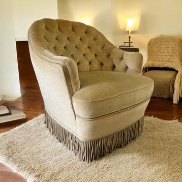Vintage fauteuil / eenzit / clubzetel met franjes beschikbaar voor biedingen