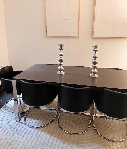 Design tafel met comfortabele moderne buisstoelen, Maison & Meubles, Salles à manger complètes, Utilisé, 8 chaises ou plus, Enlèvement