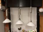 3 loshangende hanglampen in metaal met glas. Perfecte st., Ophalen, 50 tot 75 cm, Zo goed als nieuw, Glas