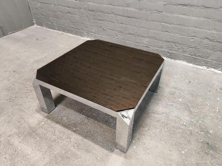 Belgo Chrom salontafel  origineel spiegelglas, Huis en Inrichting, Tafels | Salontafels, Glas, Ophalen